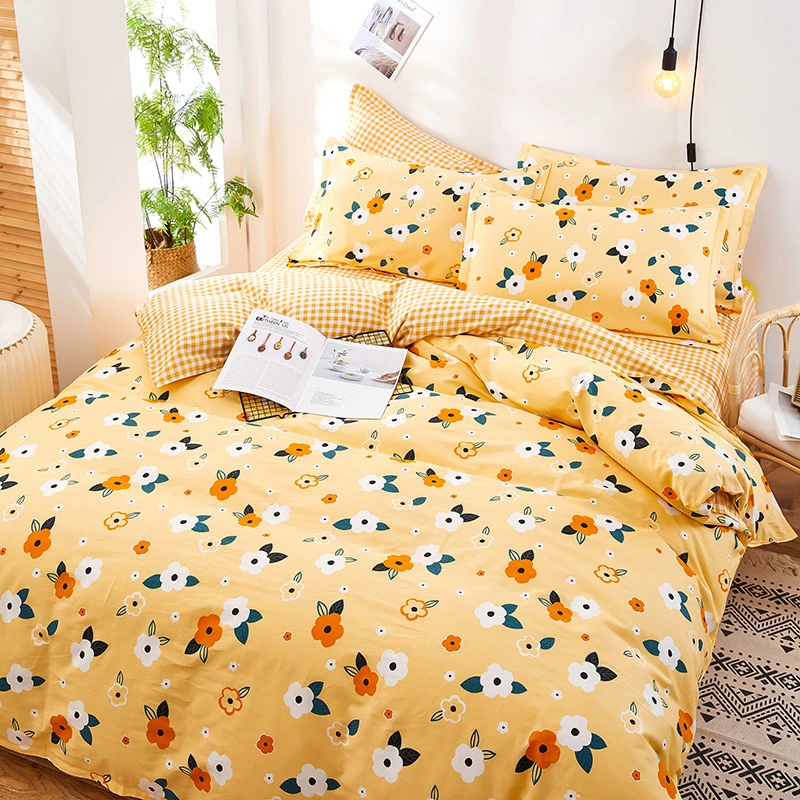 Комплект постельного белья из 4 предметов 100% хлопок простыня наволочка