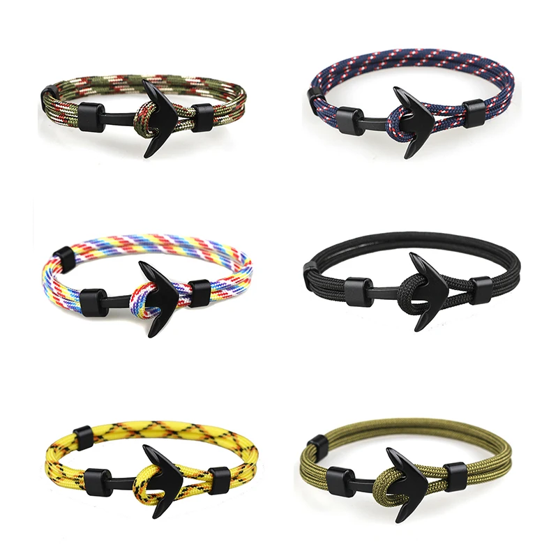 Парашютный браслет из веревки с якорем для мужчин и женщин простые винтажные