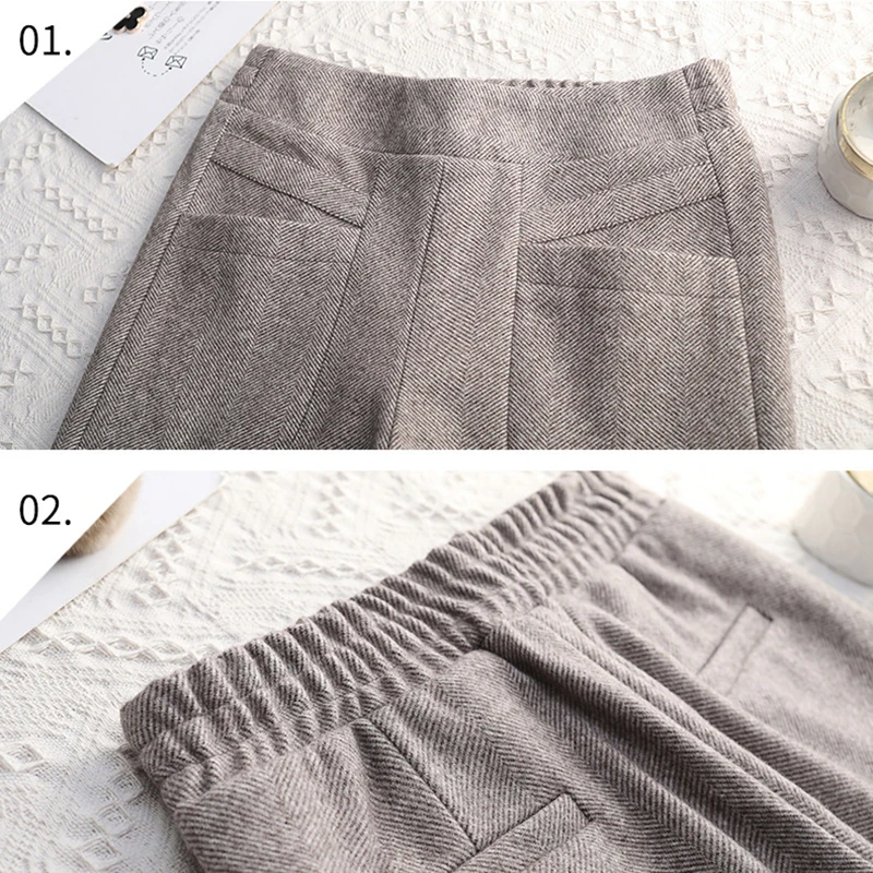 Женские Эластичные шерстяные брюки прямые облегающие эластичные большого