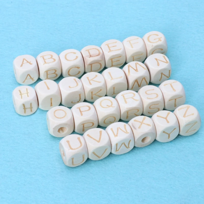 

12mm Baby Teething Cube Wood Letter Beads DIY Crafts Accessories Chew Wooden Beads Wholesale