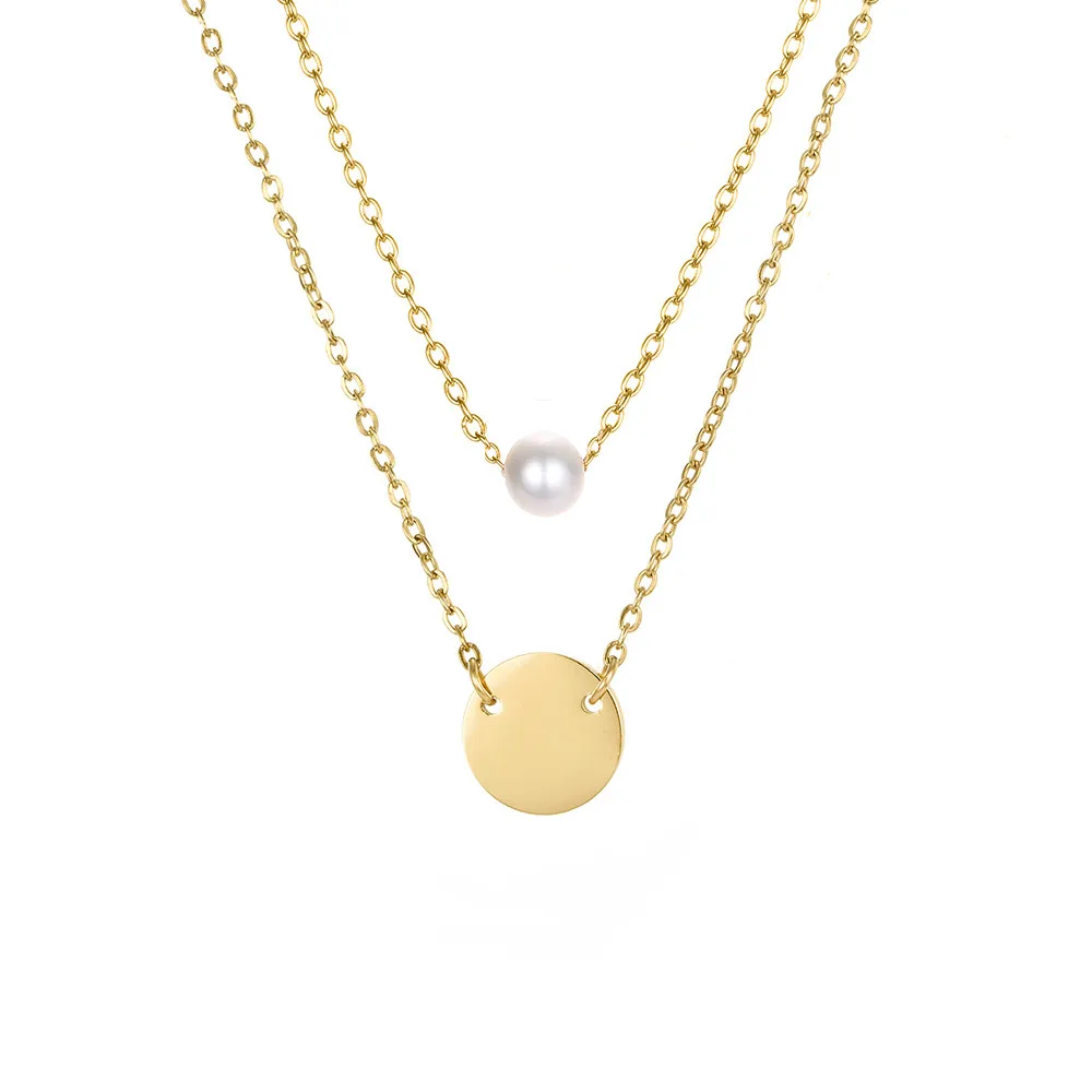 

Visunion Romantic Trendy Multi-Layer Necklace Rose Gold Silver Color Bead Chain Round Disc Female Necklace Jewelry Simple New