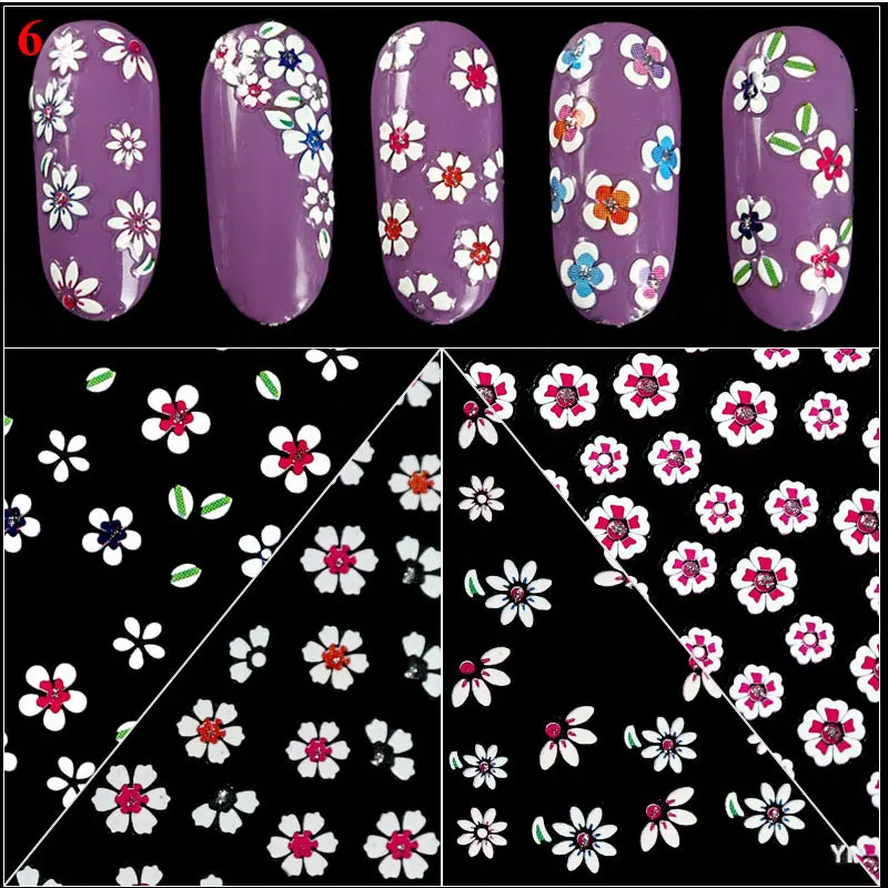 30Pcs/Set 3D Manicure Nail Art Stickers Nail Foil Butterfly Nail Decals Flower Design Colorful Decals Mixed Designs Adhesive