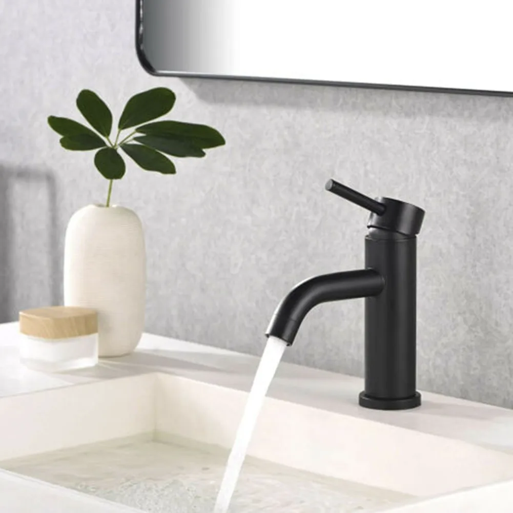 

1PC Single Hole Faucet Matte Black Bathroom Sink Faucet Modern Basin Mixer Tap Single Hole Handle Hot And Cold