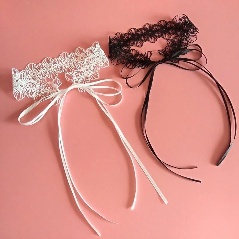 

2021 Punk Women Lace Choker Adjustable Decorative Short Tattoo Choker Lace Necklace For Women Girls Party Gift Black White Color