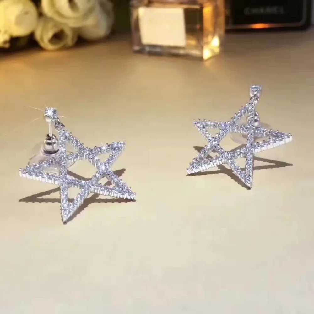 

UXN64 Gift temperament studs with Zircon Earrings S925 Silver Earrings