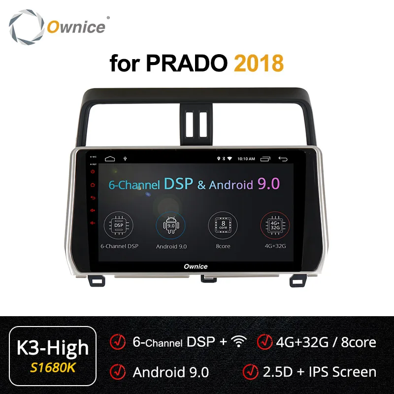 Ownice k3 k5 k6 Авторадио Android 9,0 4 ГБ Автомобильный dvd-плеер для Toyota Land Cruiser prado LC150 радио SPDIF DSP 360 панорама - Цвет: S1680 K3-High