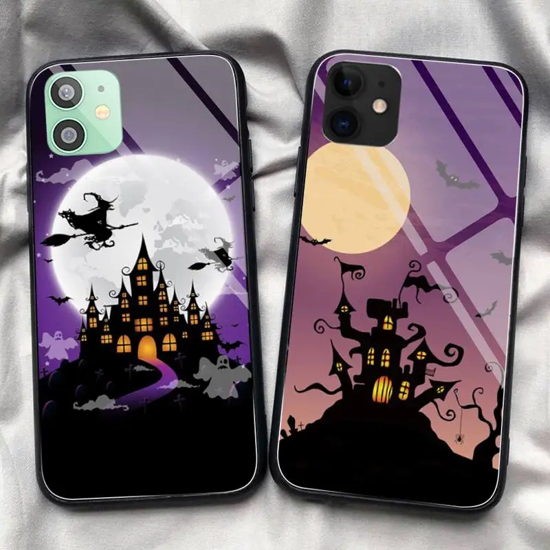 

Hrmes Black crow night castle Phone Case Tempered Glass For iPhone 11 Pro XR XS MAX 8 X 7 6S 6 Plus SE 2020 12 Pro Max Mini case