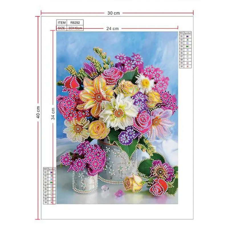 P15D Beautiful Flowers 5D Special Shaped Diamond Painting Embroidery Needlework Rhinestone Crystal Cross Craft Stitch Kit DIY | Дом и сад
