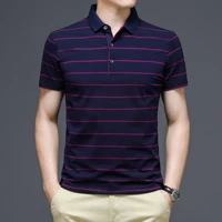 dads short sleeve polo shirt mens stripe summer thin lapel 95 cotton half sleeve business casual breathable polo mens shirt