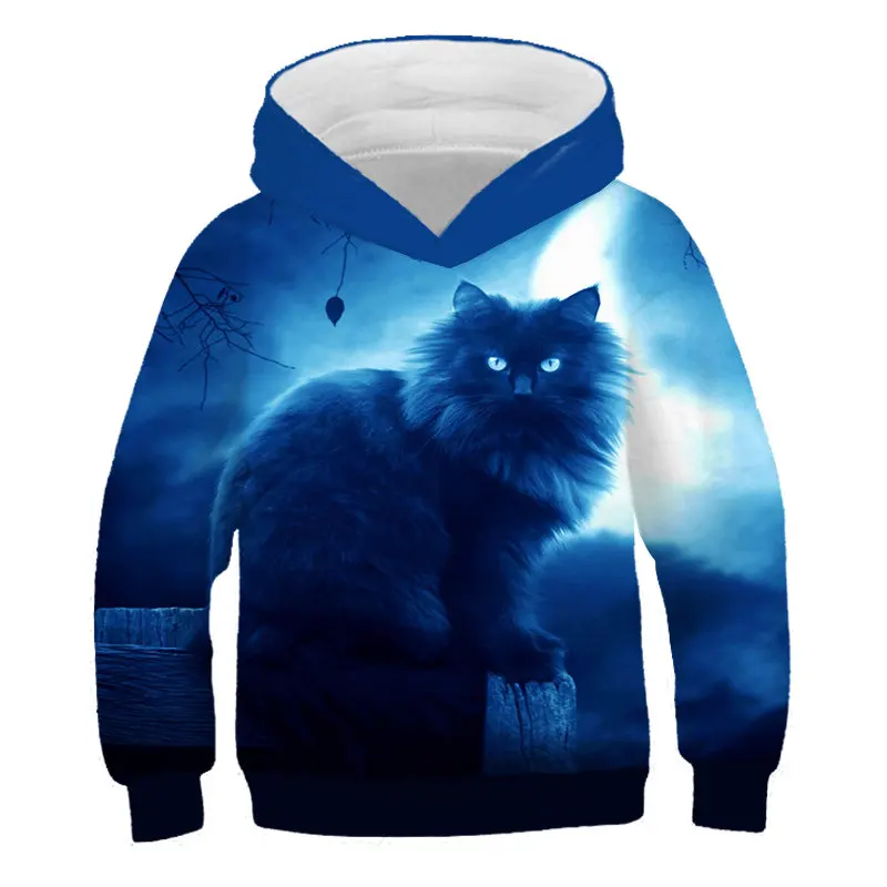 New Anime children Cute Cat 3D Print Hoodie Boys girls Cartoon Sweatshirt Harajuku streetwear Clothing Sweats Tops hoodies | Мужская