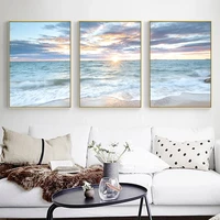 sunrise coastal decorative blue sea abstract canvas painting home art posters bedroom corridor stickers nordic decora