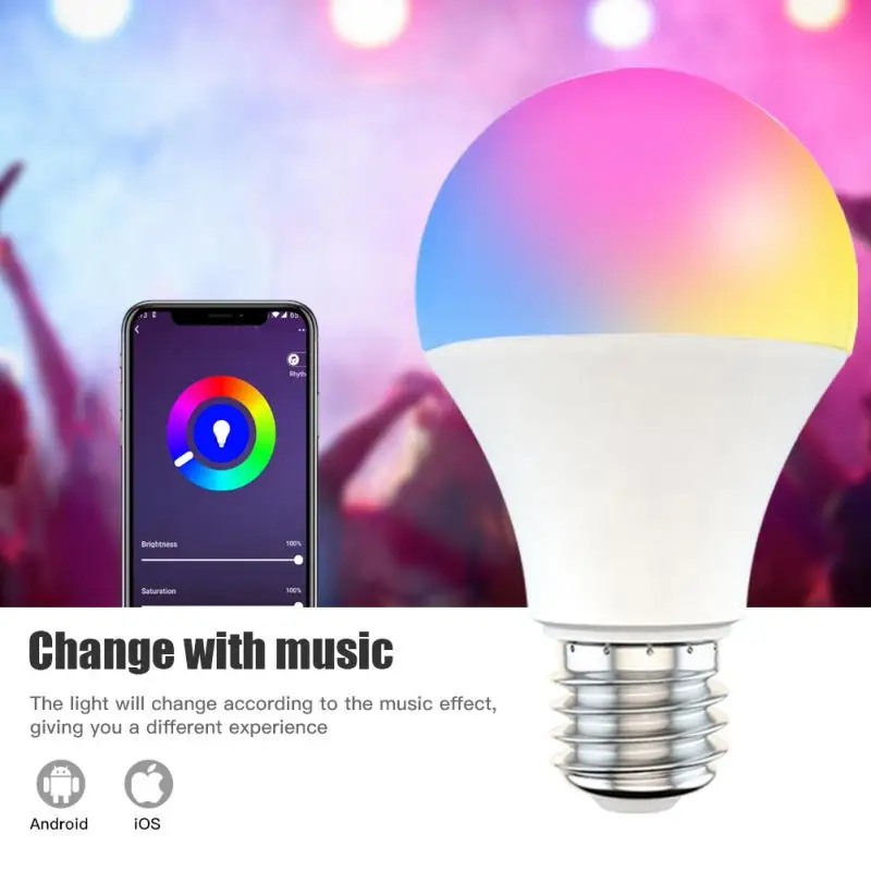 

9W WiFi Smart Light Bulb B22 E27 LED RGB Lamp Work With Alexa/Google Home 85-265V RGB+CCT Dimmable Timer Function Bulb