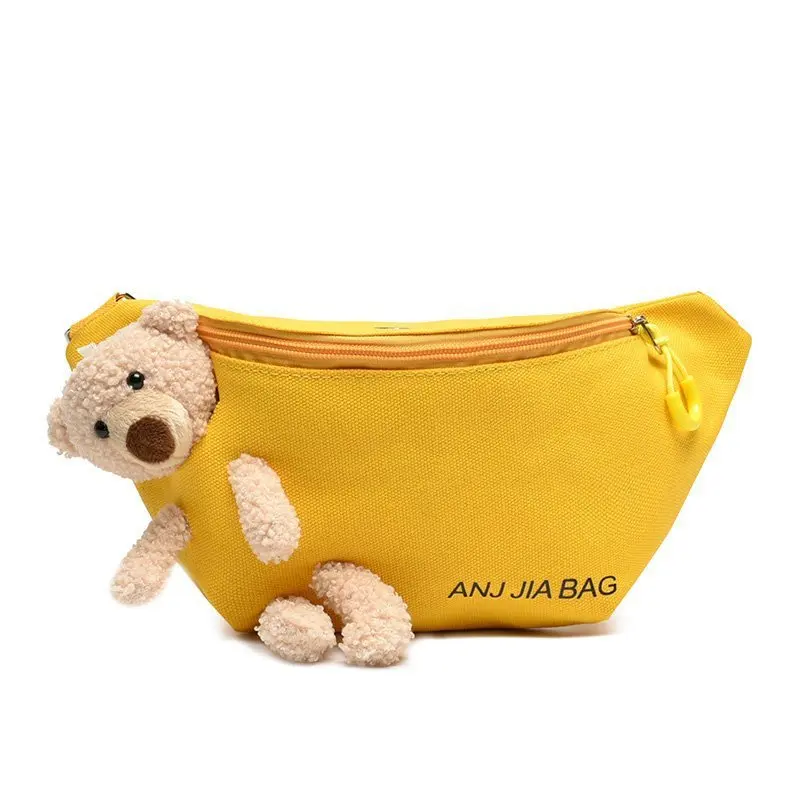 

Canvas bag wrap girl 2020 new fashion bear cute student chest bag large capacity single shoulder oblique span bag a generation
