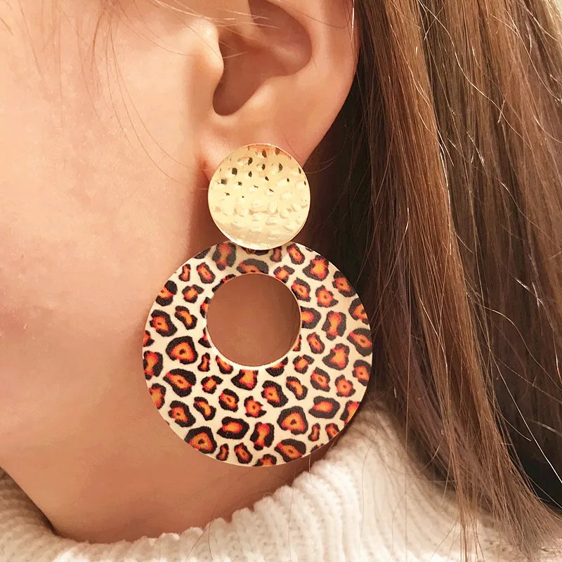 Новинка 2020 большие серьги-подвески со змеиным узором деревянные серьги Ретро