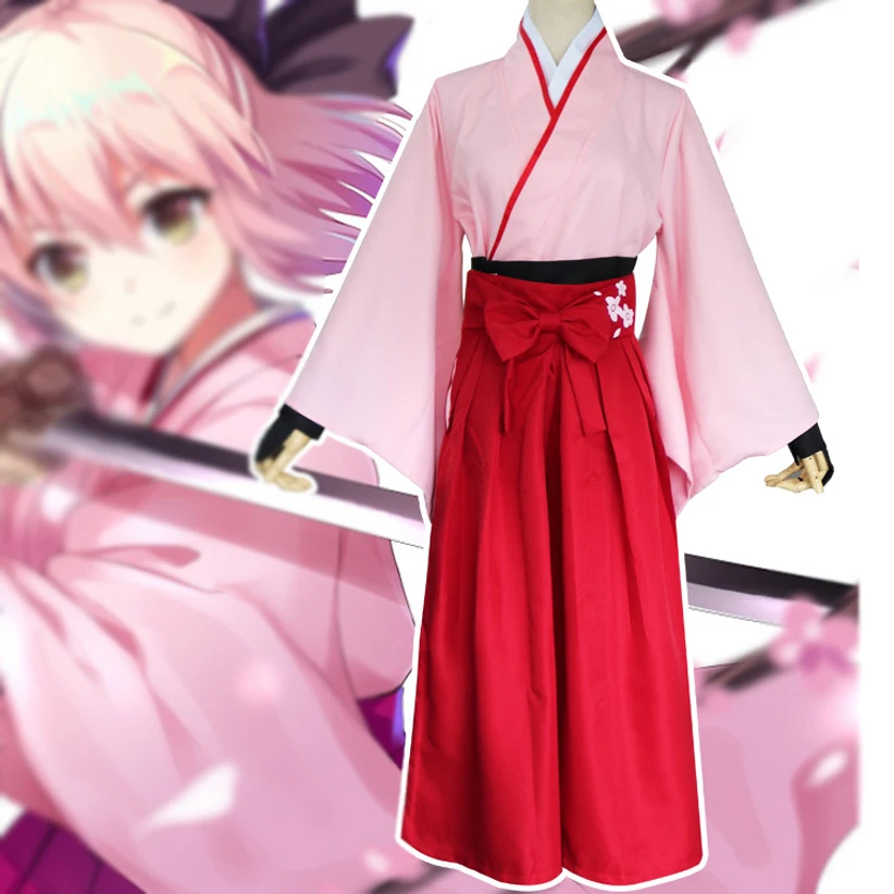

Аниме FGO fate grand order Sakura Saber Okita Souji женский костюм для косплея на Хэллоуин Рождество вечеринку японское кимоно топы брюки