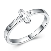 ustar simple hollow cross rings for women fashion jewelry silver color finger rings female anel elegant classic bague femme
