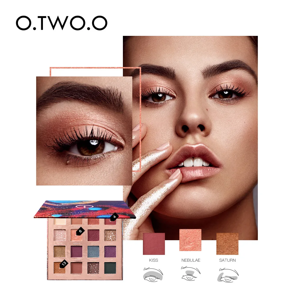 O. Tw o.o the dream of star 16-Color Eyeshadow Compact Peach Blossom Makeup Pearly Lustre Earth Color Beginners