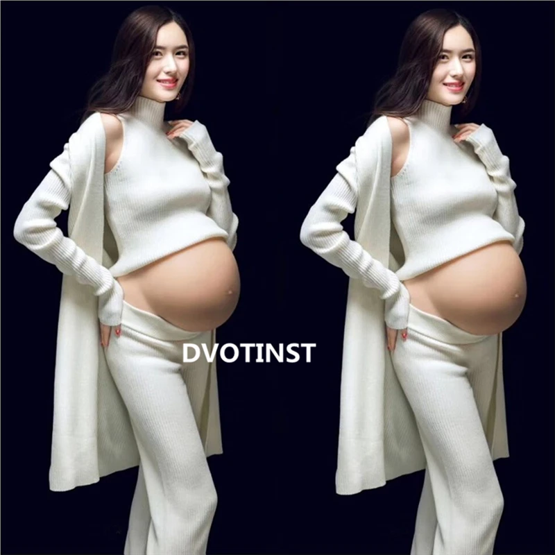 Dvotinst женский реквизит для фотосъемки трикотажный элегантный белый пальто брюки