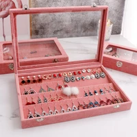 new pink velvet jewelry storage box jewelry organizer multifunction necklace earring ring high capacity travel case women gifts