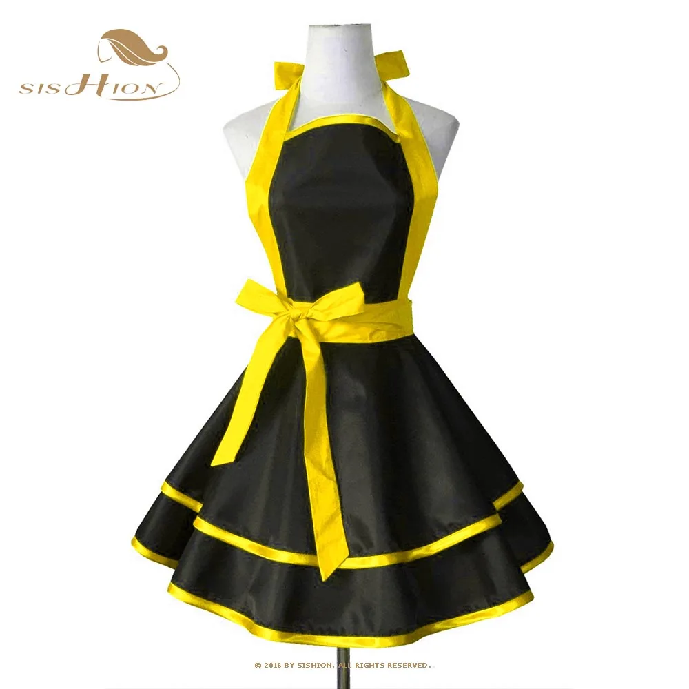 

SISHION PU Waterproof Cloth Vintage Apron SP1573 Halter Milk Tea Shop kitchen art floral work Aprons for Women Waitress Clothing