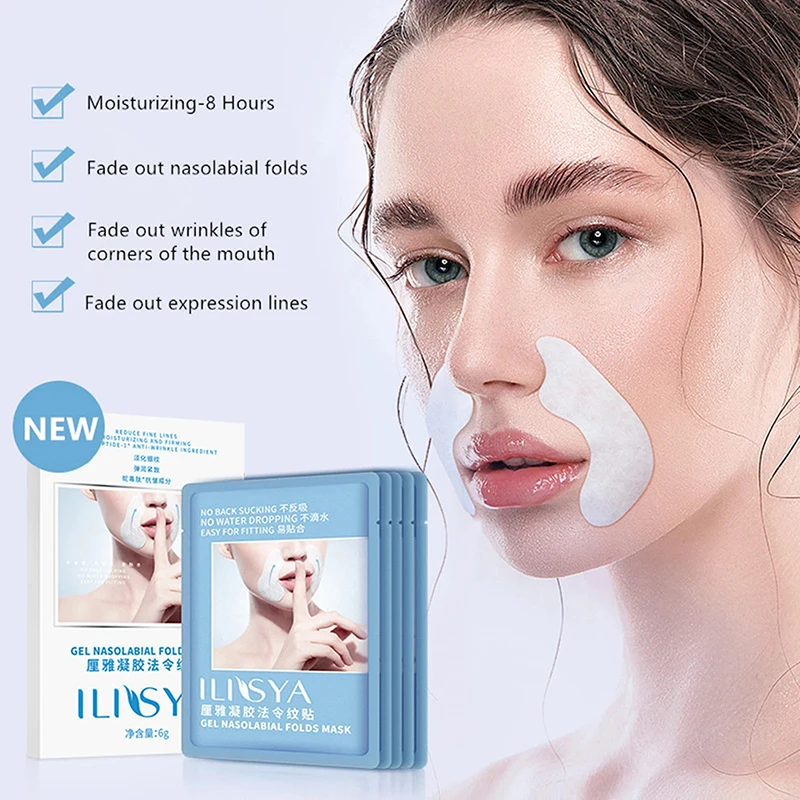 

10 Pairs Nasolabial Folds Patch Frown Lines Removal Anti-Aging Stickers Anti-Wrinkle Mask Moisturizing Smooth Firming Face Care