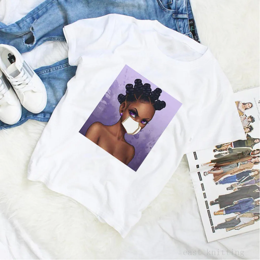 Крутая Черная Женская футболка с принтом меланина футболки в стиле Харадзюку для