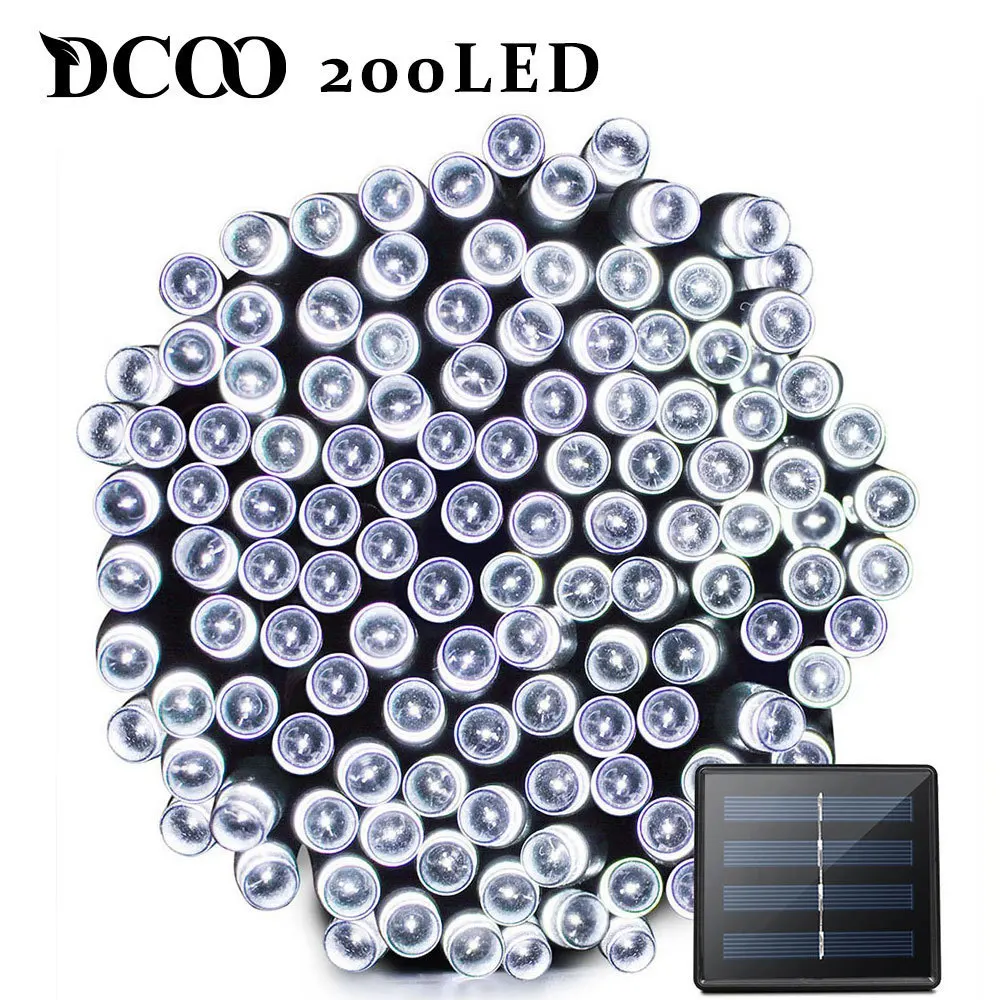 White Солнечного света строки 50/100/200 светодиодный 8 режимов солнечные Xmas крытый огни Водонепроницаемый Звездное Рождество светодиодная гирлянда - Испускаемый цвет: White