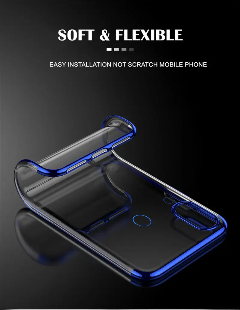 Ультратонкий прозрачный ТПУ Мягкий силиконовый чехол с цветным покрытием для