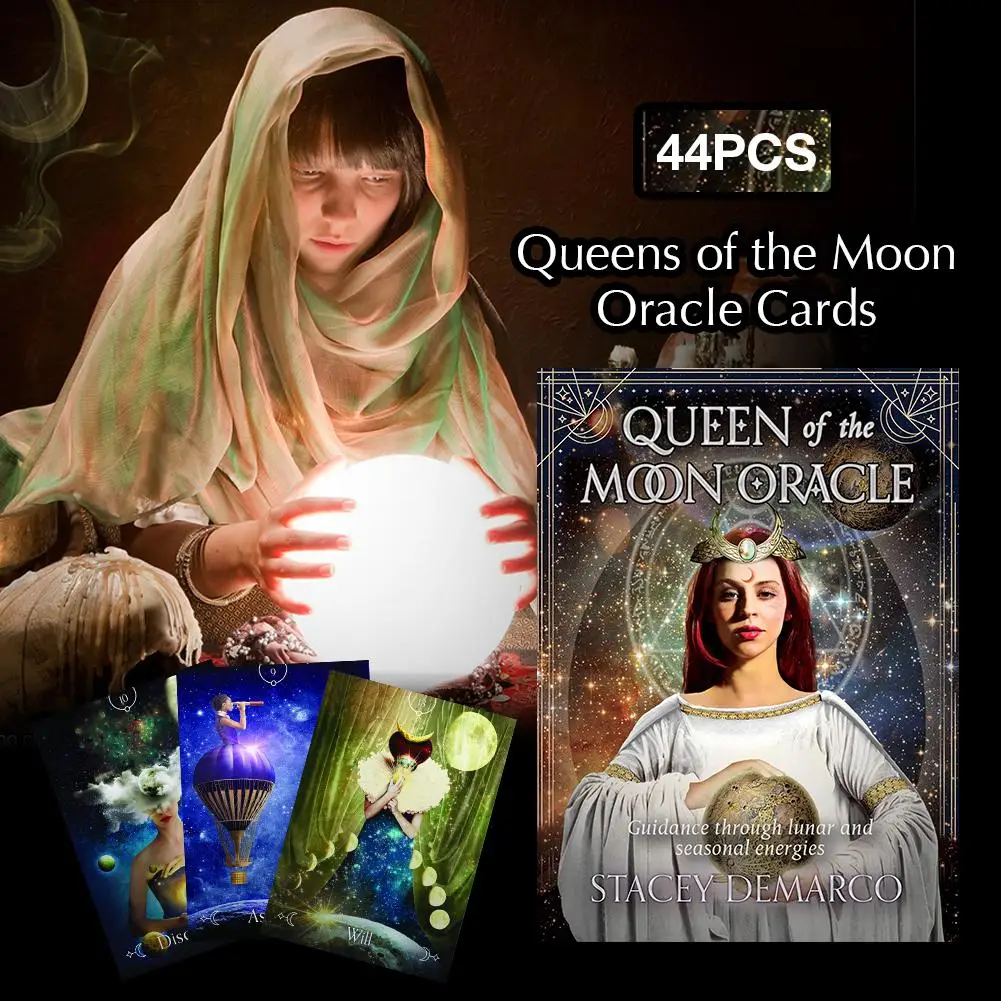 

44PCS Tarot Cards Queen Of The Moon Oracle Cards Durable Tarot Deck Game For Party Playing Card Table Board Games Entertainment