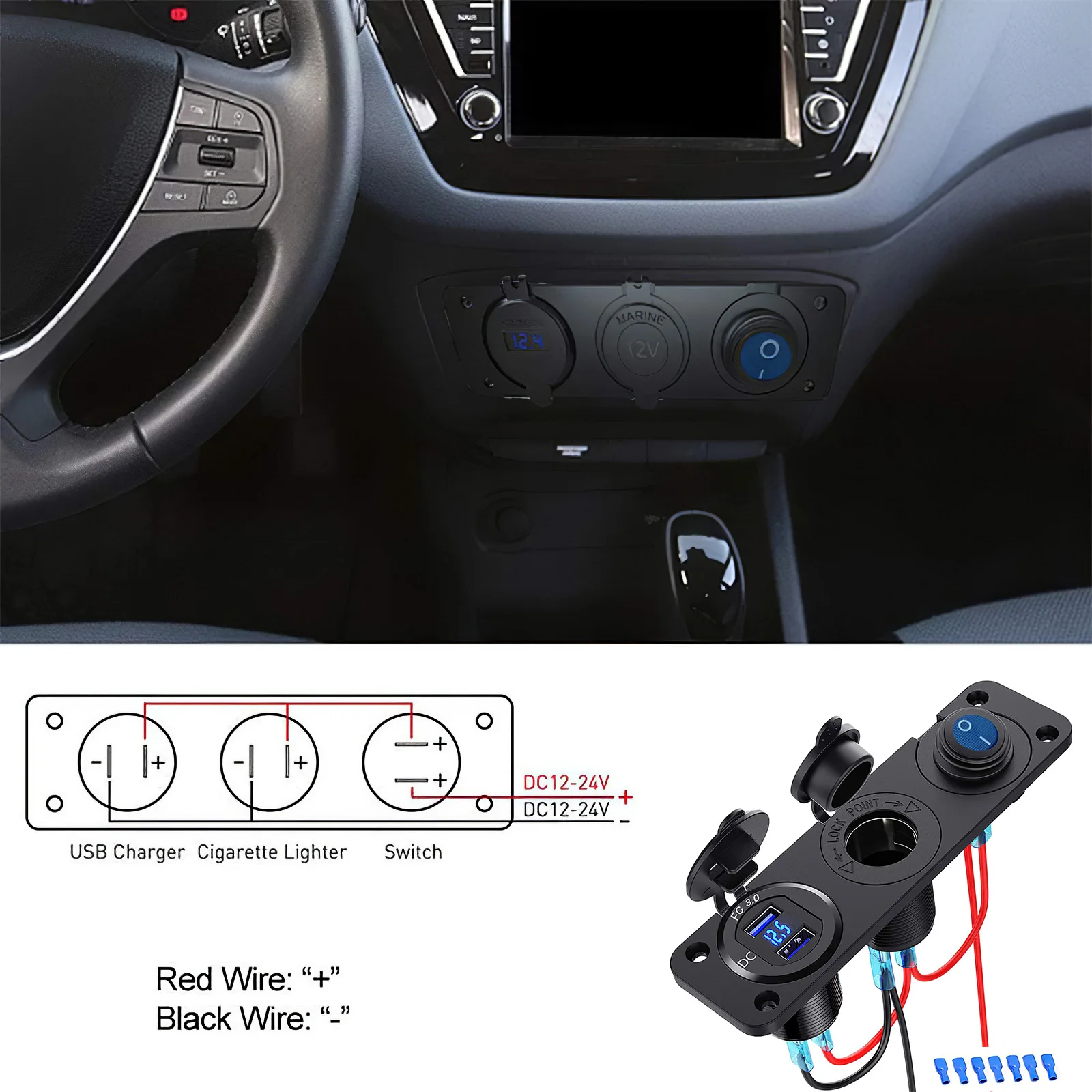 

Водонепроницаемая Автомобильная розетка с двумя Usb-портами QC3.0