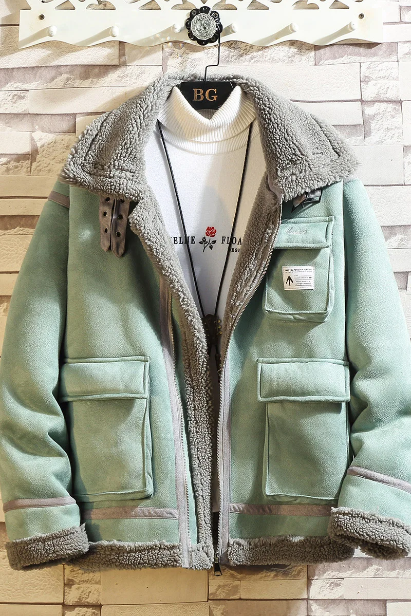 

mens winter fur coats and jackets Autumn and winter fur integration trend fashion lamb wool casual men's cotton coat clothes