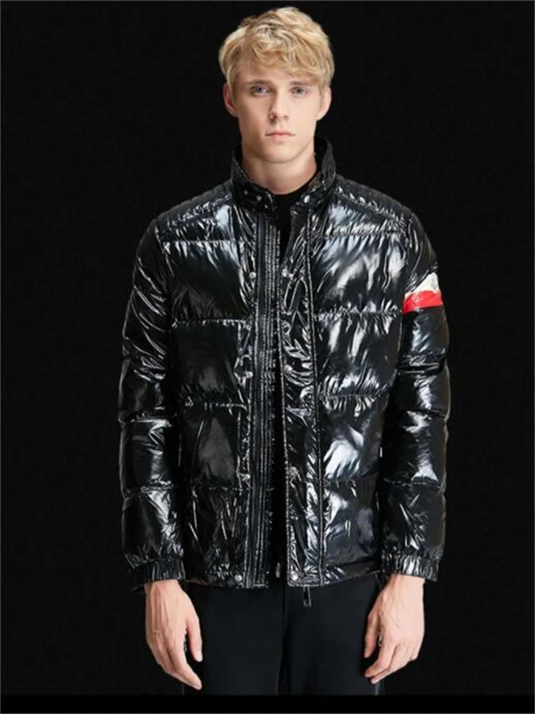 

Winter menswear Men's warm down jacket casual coat Blazer with glossy stand collar