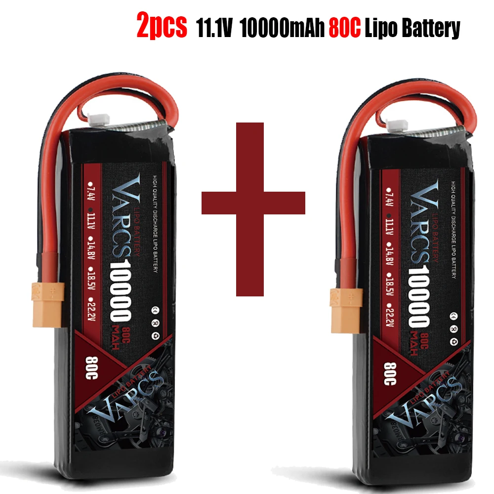 

2PCS VARCS Lipo Batteries 2S 7.4V 11.1V 10000mAh 80C/160C for RC Car Off-Road Buggy Truck Boats salash Drone Parts