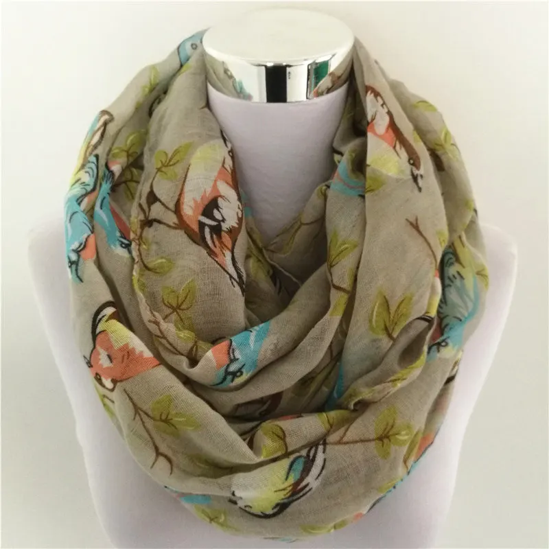 10 шт./лот новый шарф с принтом птиц 100% вискоза шарфы для женщин весна осень