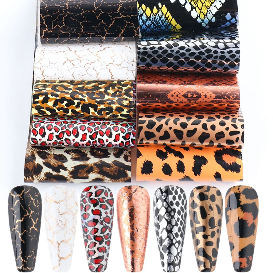 1 упаковка леопардовая расцветка для ногтей фольга змеиная кожа блестящая
