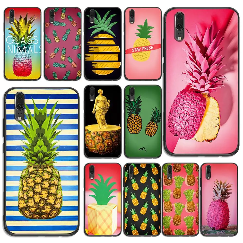 Мягкий чехол для телефона с рисунком розового ананаса и фруктов huawei P8 P9 P10 P20 P30 Lite
