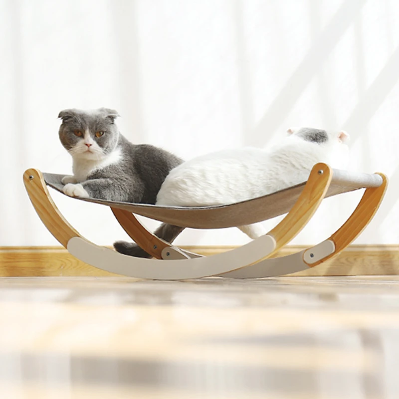 

Cat Hammock Pet Cradle Gray Wood Soft Breathable Cloth Cat Bed Attractive Sturdy Perch Dog Mats Pet Shaker Bed For God Supplies