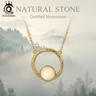 ORSA JEWELS подлинный ручной работы из стерлингового серебра 925 пробы натуральный драгоценный Камень Натуральное ожерелье лунный камень Круглый Кулон женские ювелирные изделия GMN10