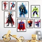 Marvel Холст плакат акварельные принтами супергероев Мстителей принты картина Марвел Халк Капитан Америка подарки на день рождения для мальчиков