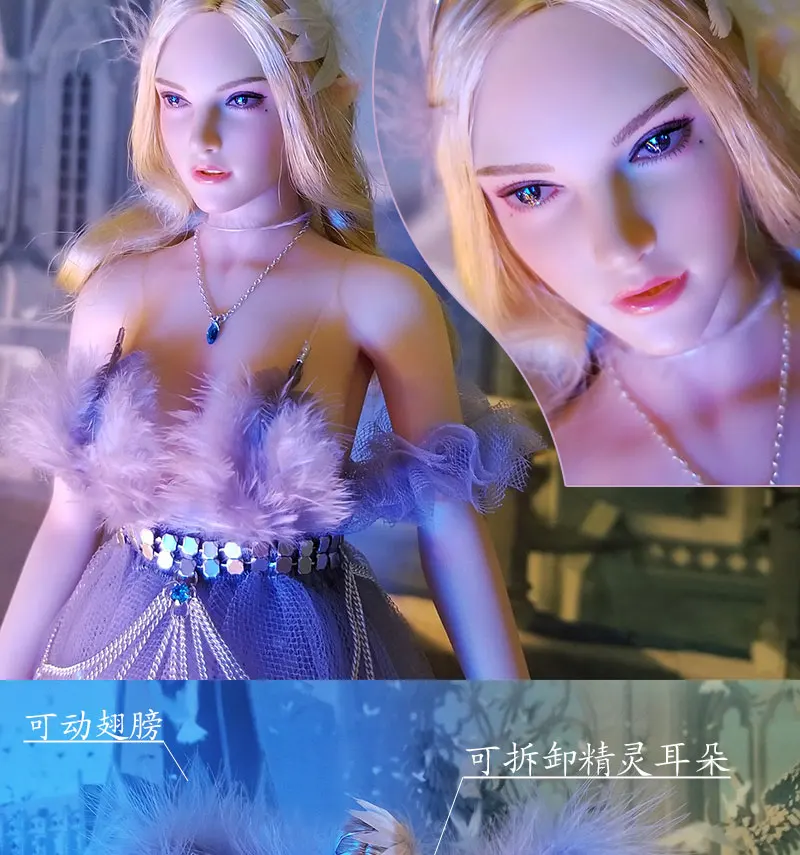 

1/6 Scale Female Princess Elves Dress Shoes Angle Wings Accessory Clothes Model for 12 inches TBLeague PH Jiaou Action Figures
