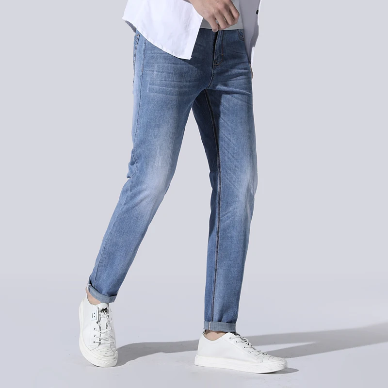Мужские брюки из джинсовой ткани Классические однотонные тонкие дышащие