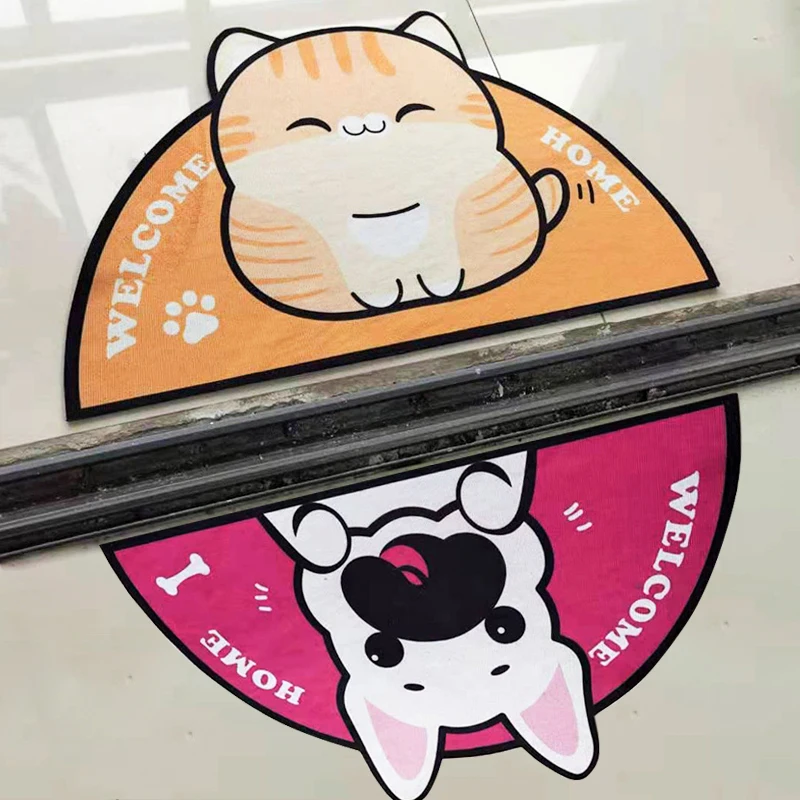 

Cartoon Semicircle Cute Animal Pattern Non-slip Front Door Mat Bedroom Hallway Living Room Rugs