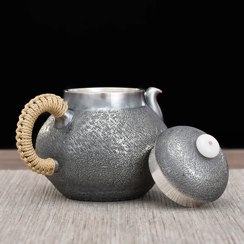 

Ag999 Sterling Silver Teapot Calabash Kitchen Utensils Built-in Filter Handmade Coffee Tea Pot