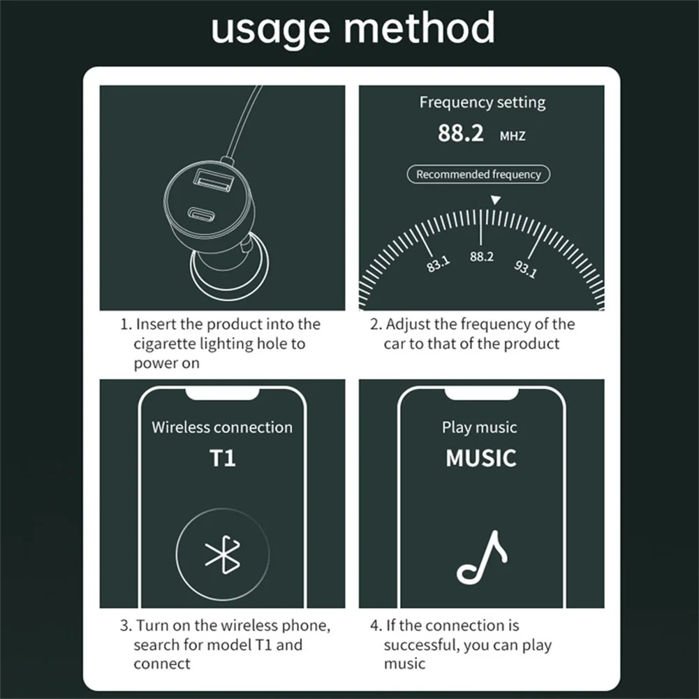 

Car FM Transmitter Bluetooth 5.0 FM Microphone Car Stereo AUX Audio MP3 Player USB PD Fast Charging Transmiter With LCD Display