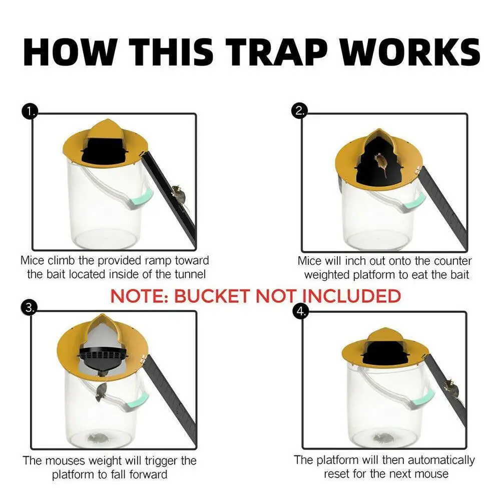 

Reusable Slide Bucket Lid Mouse Rat Mouse Trap Bucket Quick Effective With Sanitary Safe Catcher Non-toxics J4F3