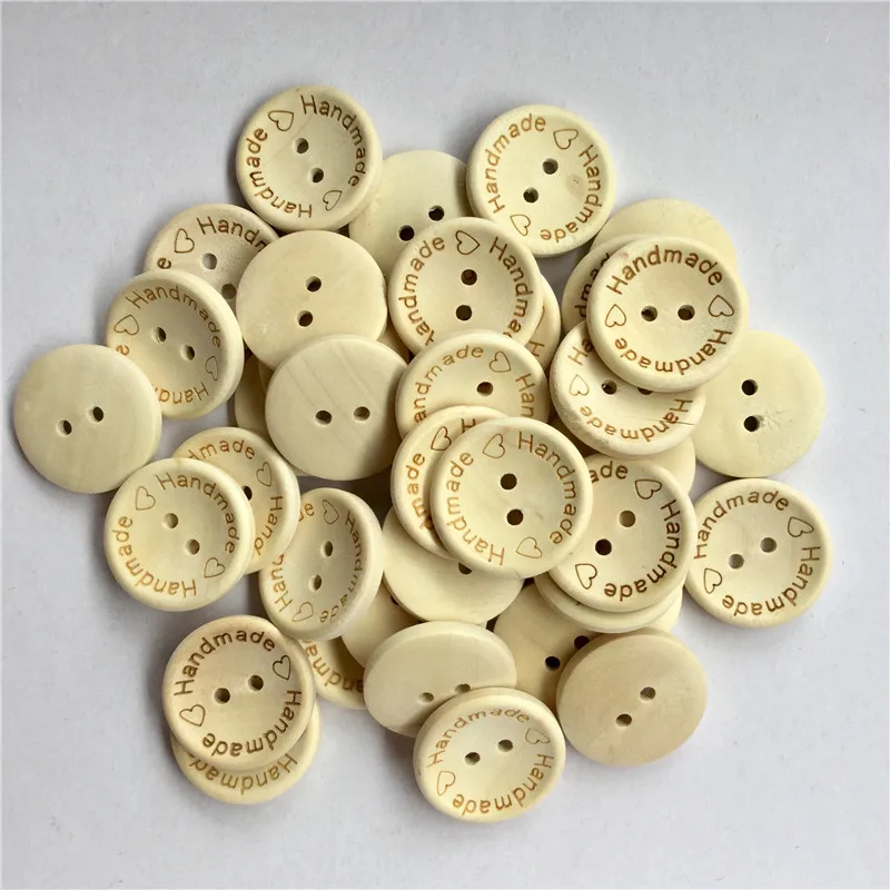 100pcs Wooden Buttons Favorite Findings Basic Buttons 2 and 4 Holes Craft Buttons for Arts, DIY Crafts, Decoration, Sewing