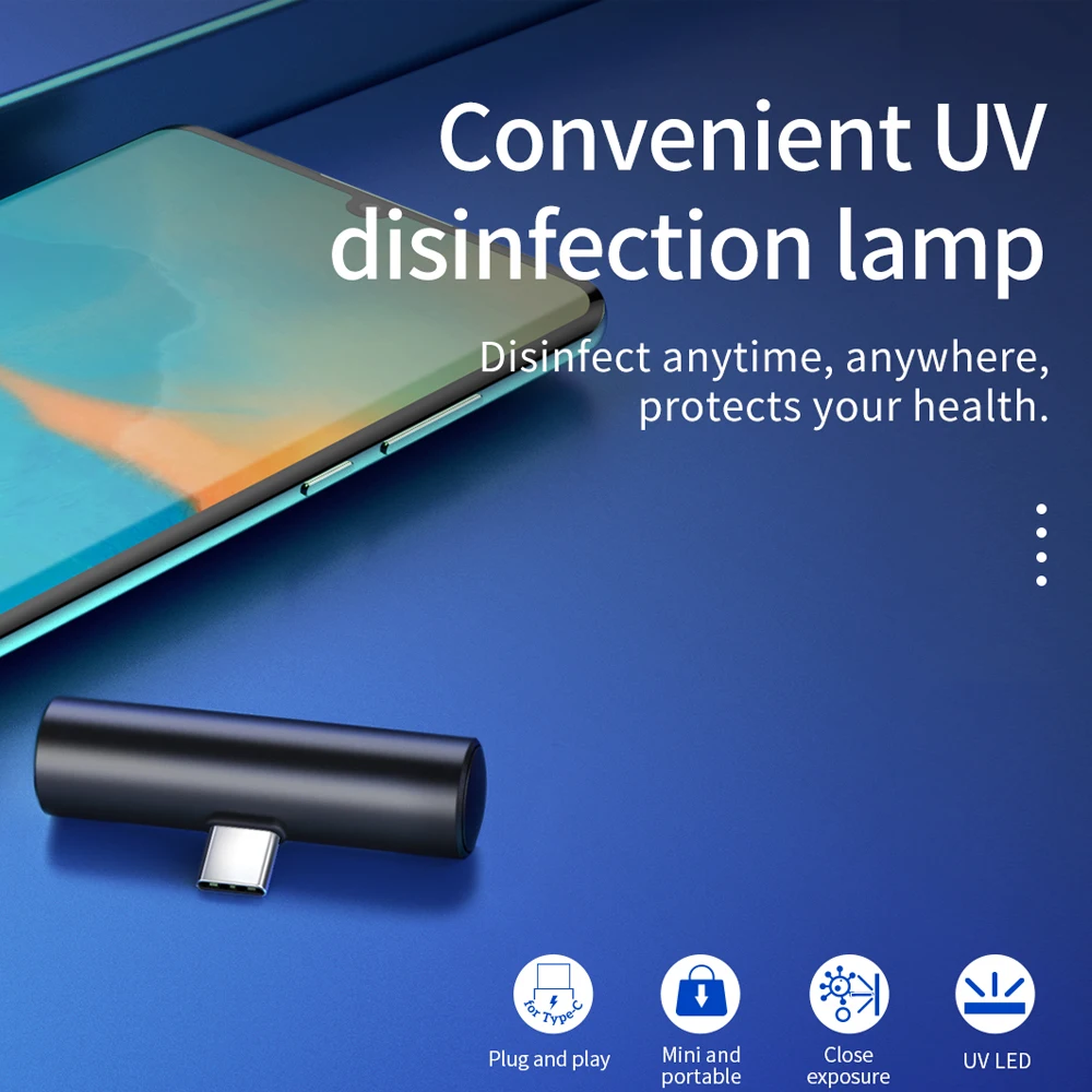 Фото Портативный УФ-светильник HOCO дезинфекция UVC LED подсветка мобильный телефон с Портативный УФ-светильник HOCO дезинфекция UVC LED подсветка мобильный телефон с