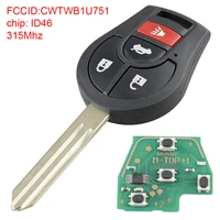 315mhz 4 buttons smart car remote key auto key replacement with 46 chip cwtwb1u751 fits for nissan rogue 2008 2016 cars
