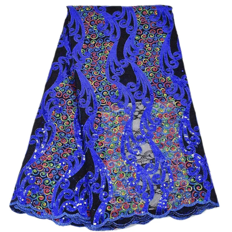 

Французская сетчатая кружевная ткань для платьев, двухслойный дизайн с красочными блестками и камнями, Высококачественная Тюлевая кружевн...