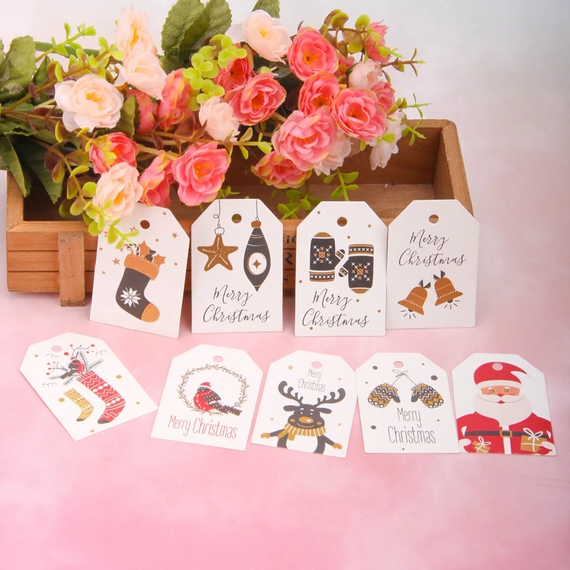 50 шт. DIY крафт бумага Санта Клауса бирки серии Счастливого Рождества бумажные
